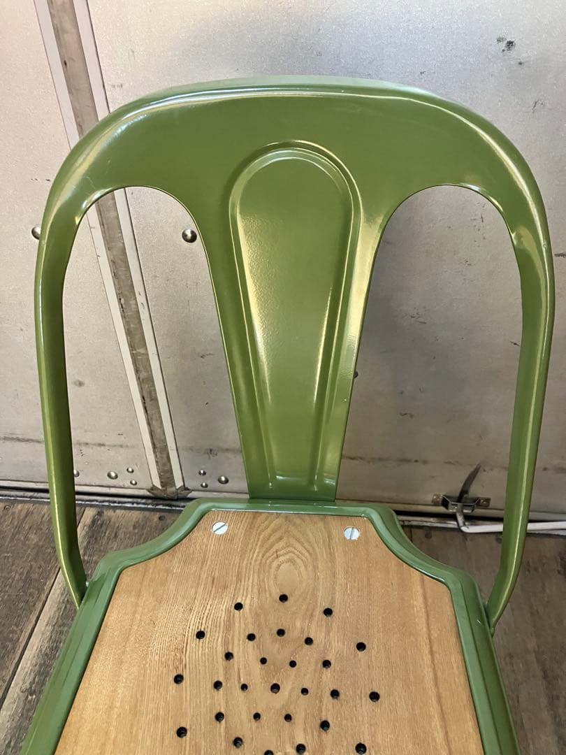 美品　マルチプルズⅡ チェア　関家具　スチール　合板　グリーン系