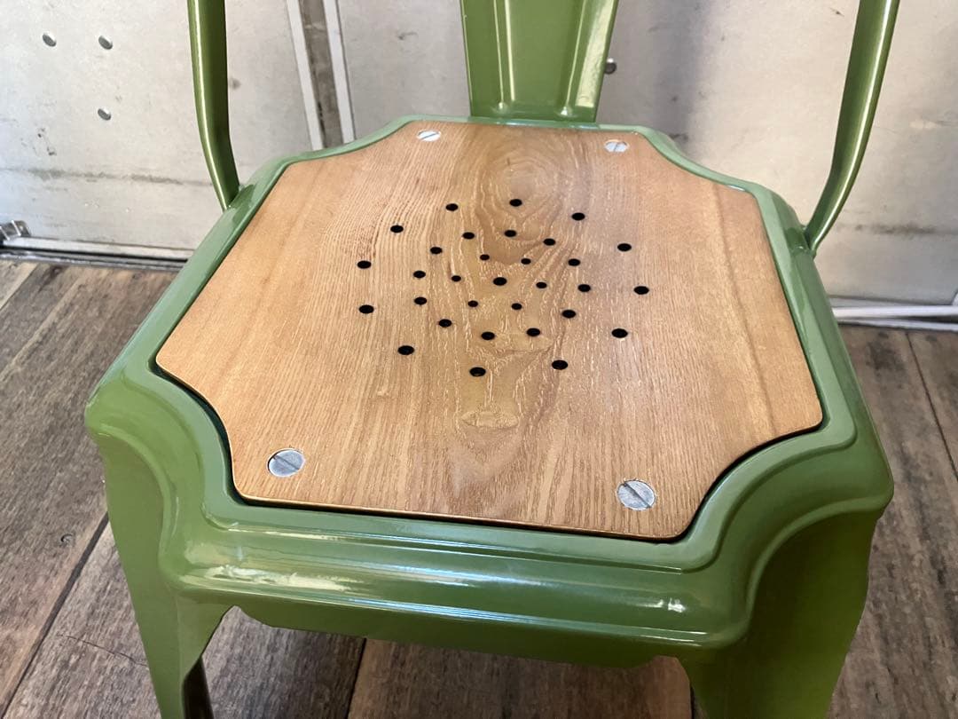 美品　マルチプルズⅡ チェア　関家具　スチール　合板　グリーン系
