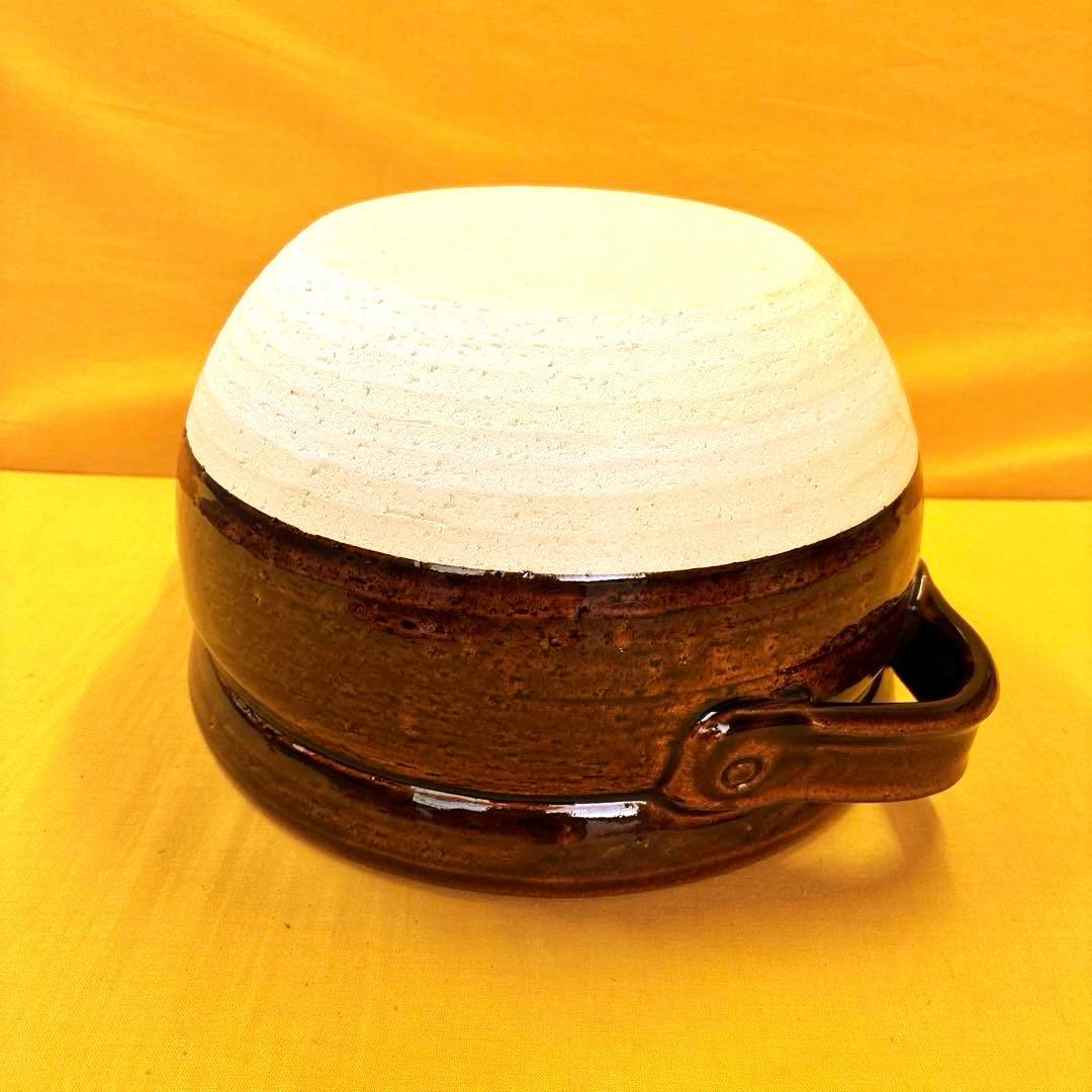 土鍋伊賀焼シチュー鍋アメ釉と菊唐草