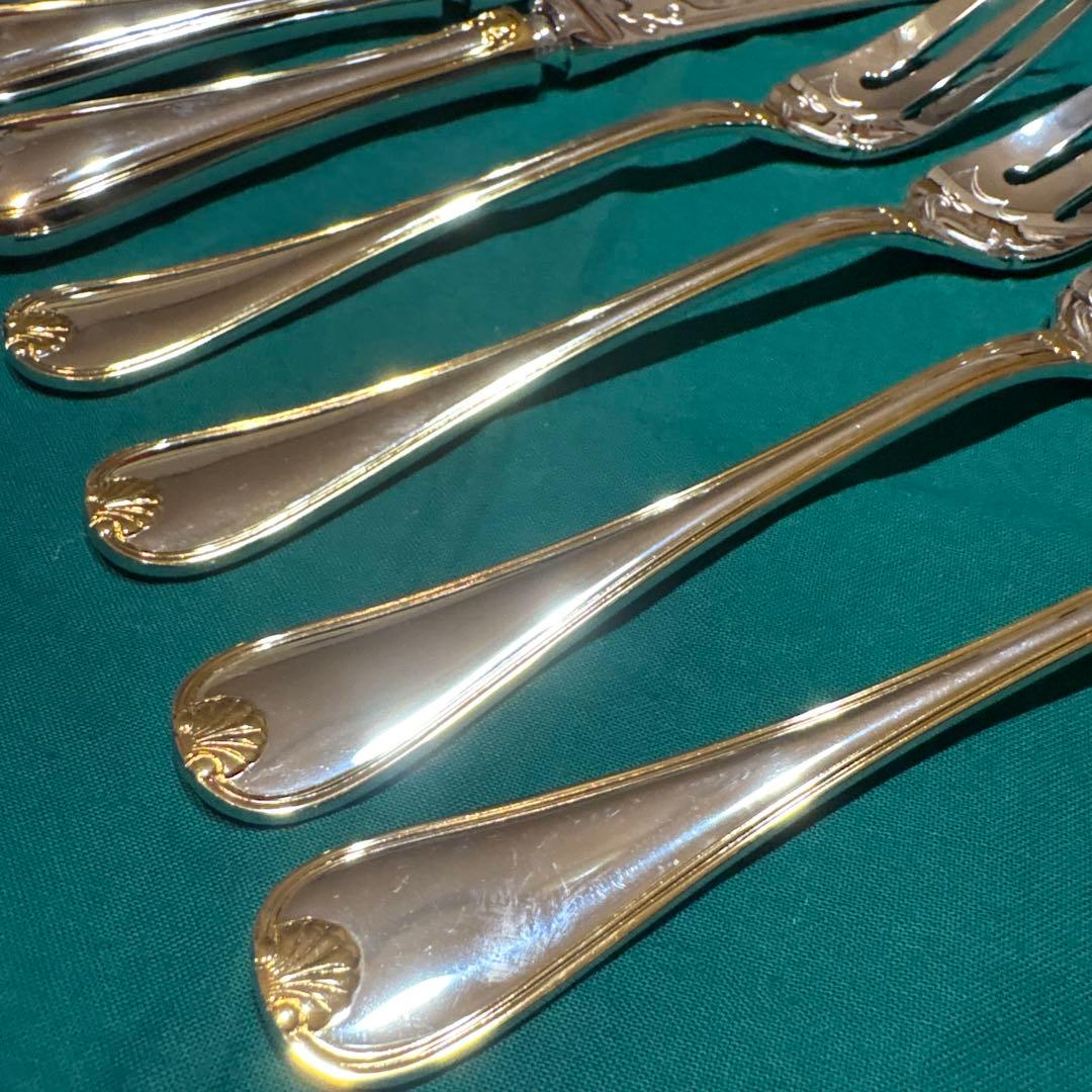 レア★新品 ラッキーウッドフィッシュナイフ・フォーク各4本計8Ｐ高級　日本製