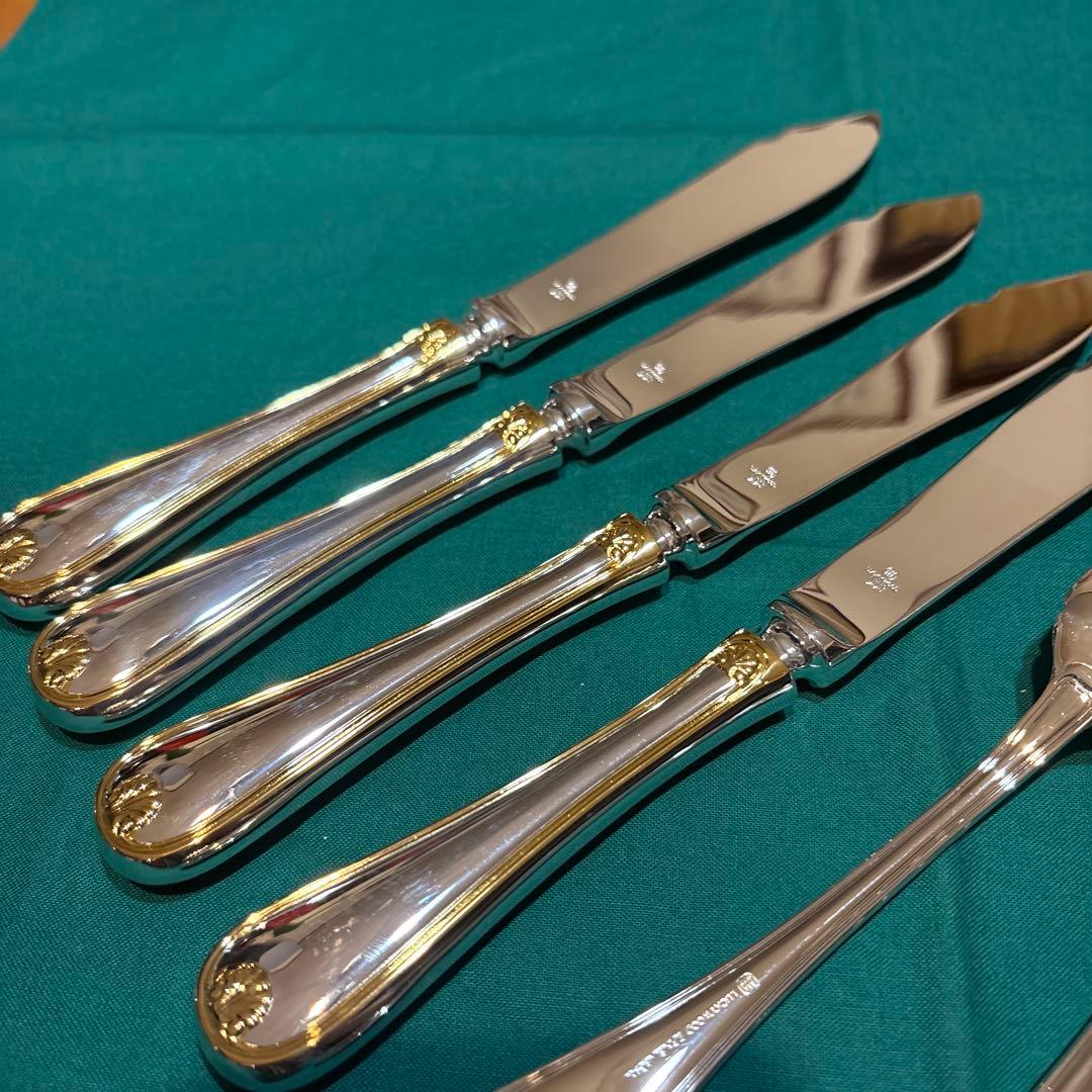 レア★新品 ラッキーウッドフィッシュナイフ・フォーク各4本計8Ｐ高級　日本製