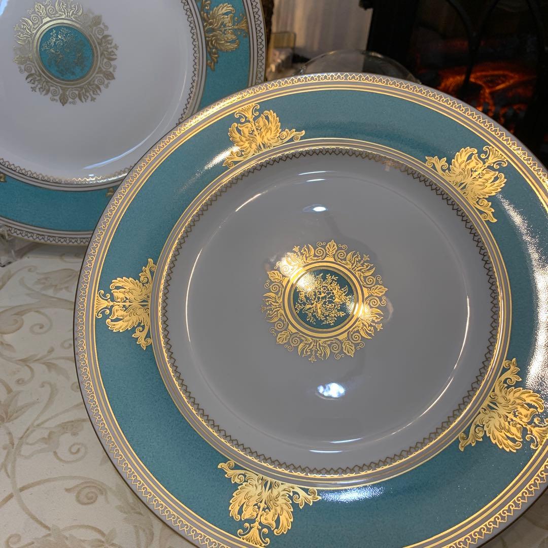 希少ウェッジウッド コロンビア　パウダー　ターコイズ　27cmディナープレート