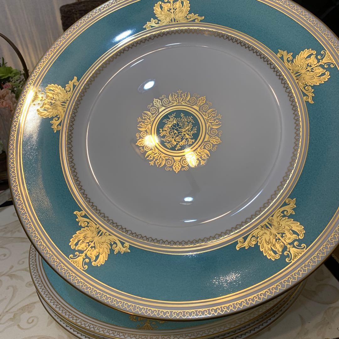 希少ウェッジウッド コロンビア　パウダー　ターコイズ　27cmディナープレート