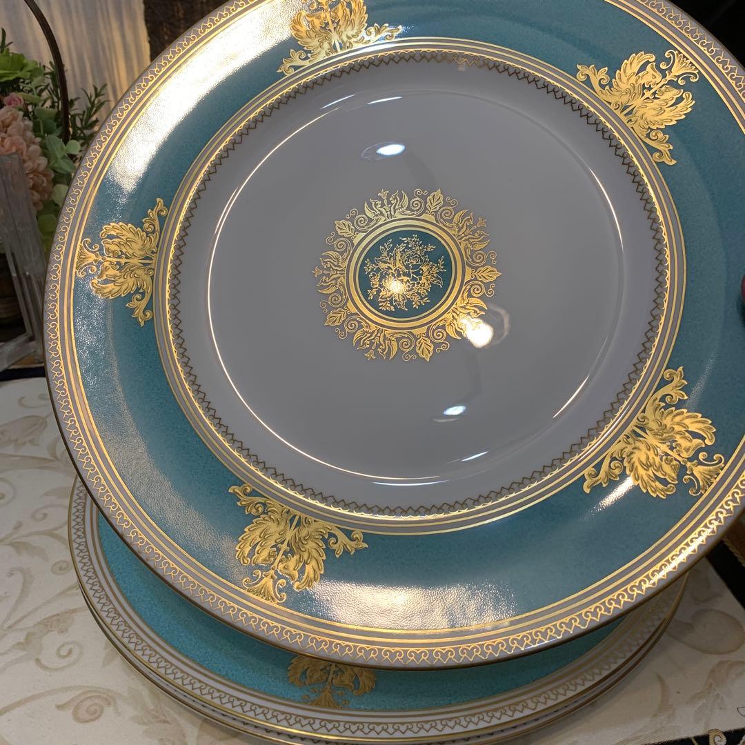 希少ウェッジウッド コロンビア　パウダー　ターコイズ　27cmディナープレート