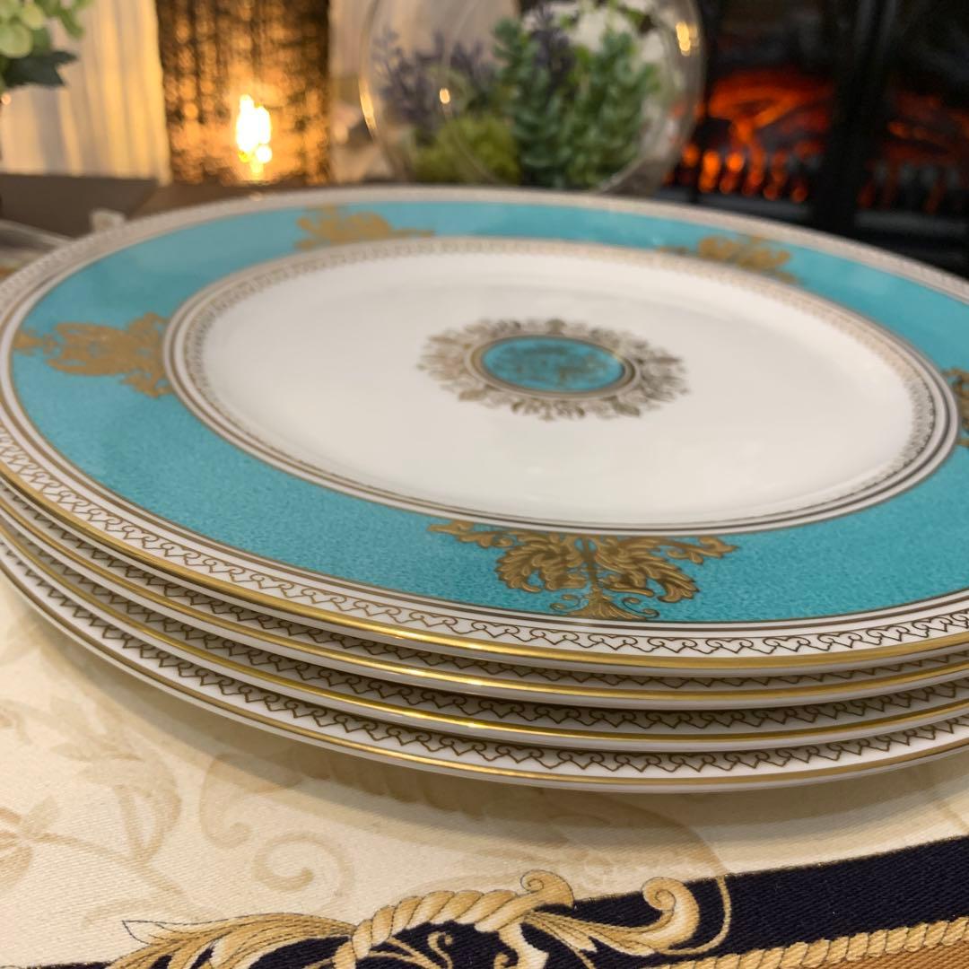 希少ウェッジウッド コロンビア　パウダー　ターコイズ　27cmディナープレート
