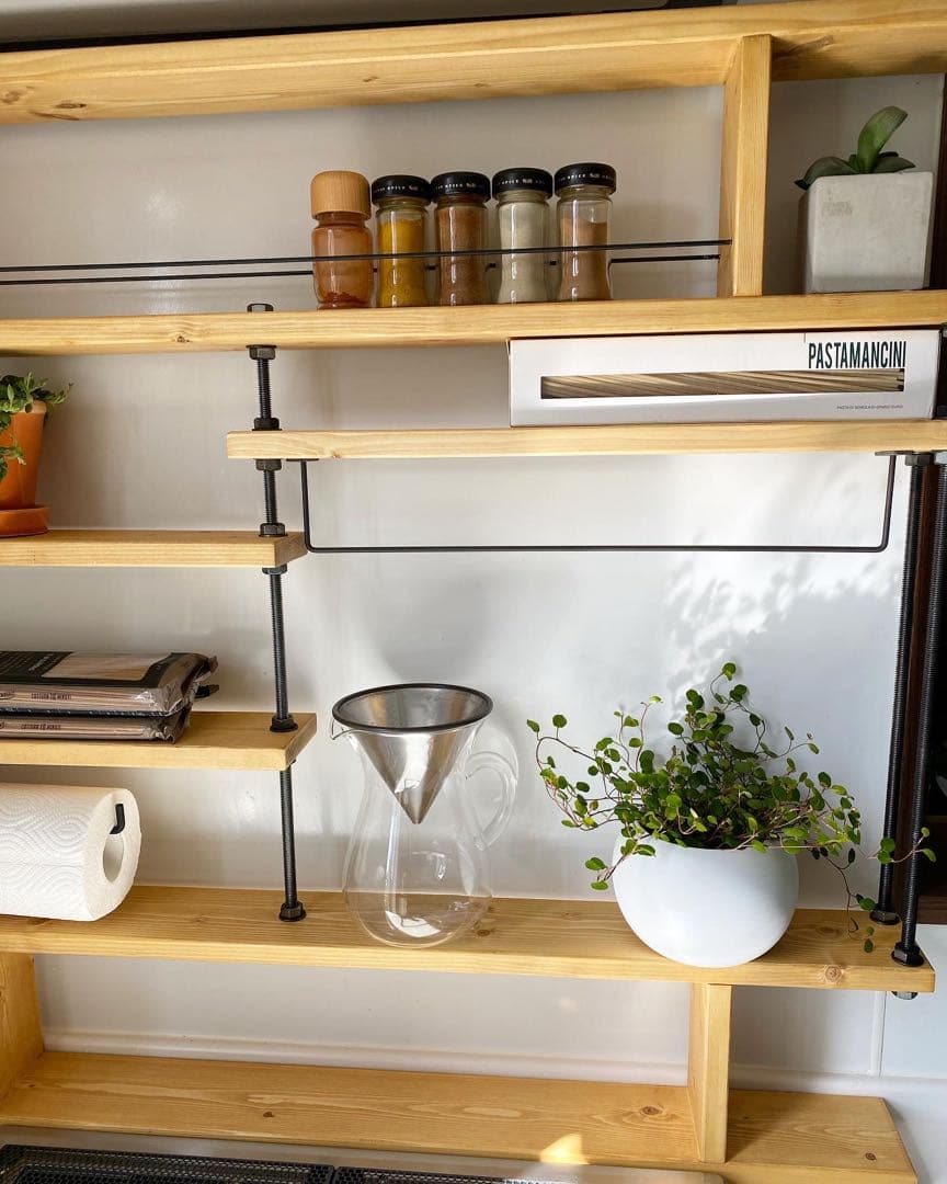 耐震設計！突っ張り式キッチンラックCentral☆アイアンラック☆スパイスラック