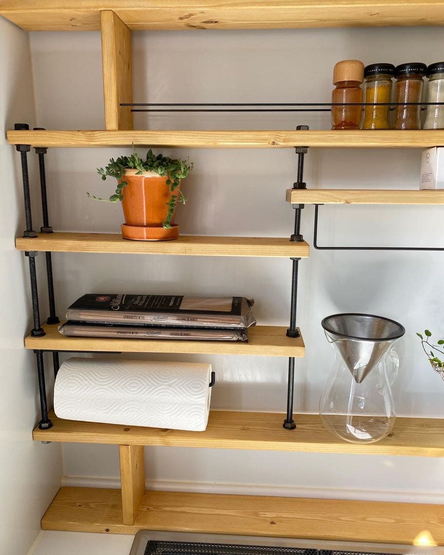 耐震設計！突っ張り式キッチンラックCentral☆アイアンラック☆スパイスラック