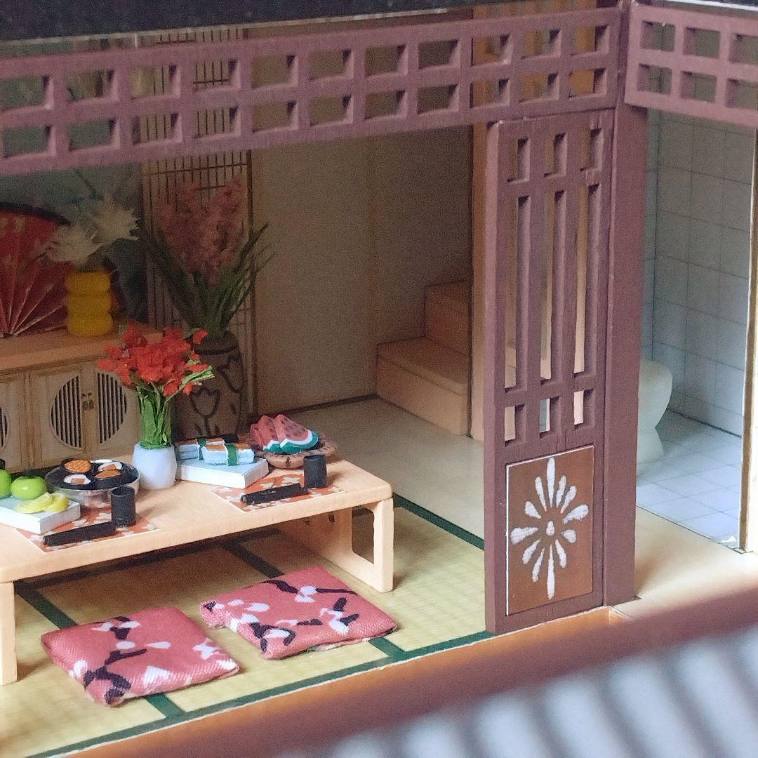 ドールハウス完成品【和風旅館】LEDライト、オルゴール、ケース、ミニフィギュア付