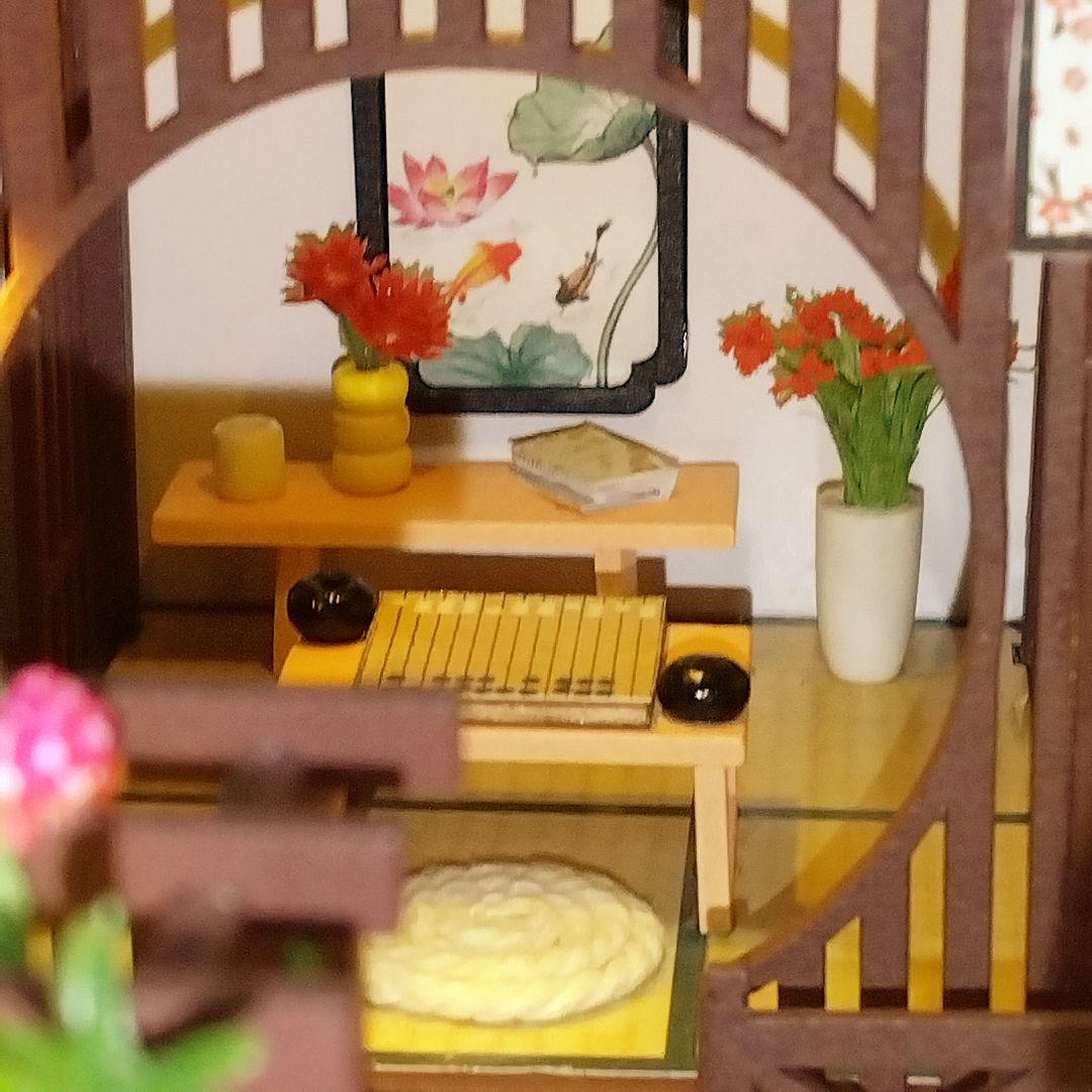 ドールハウス完成品【和風旅館】LEDライト、オルゴール、ケース、ミニフィギュア付