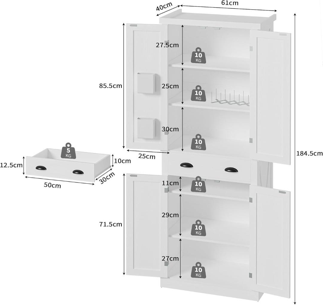 LIKIMIO 食器棚 ホワイト 60cm 184cm 新品