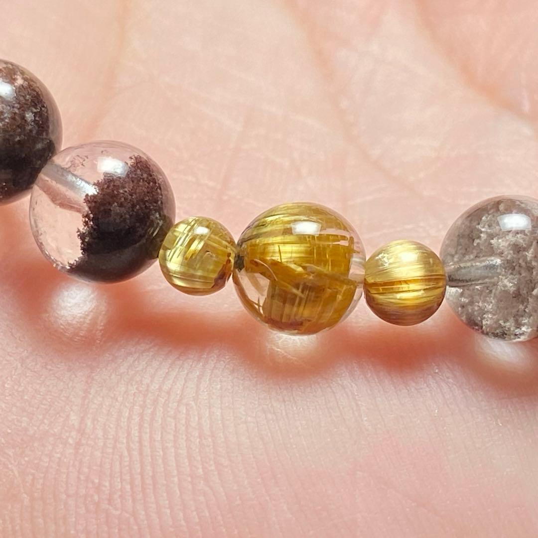 極上　ガーデン＆キャッツアイタイチンルチルクォーツ　ブレス