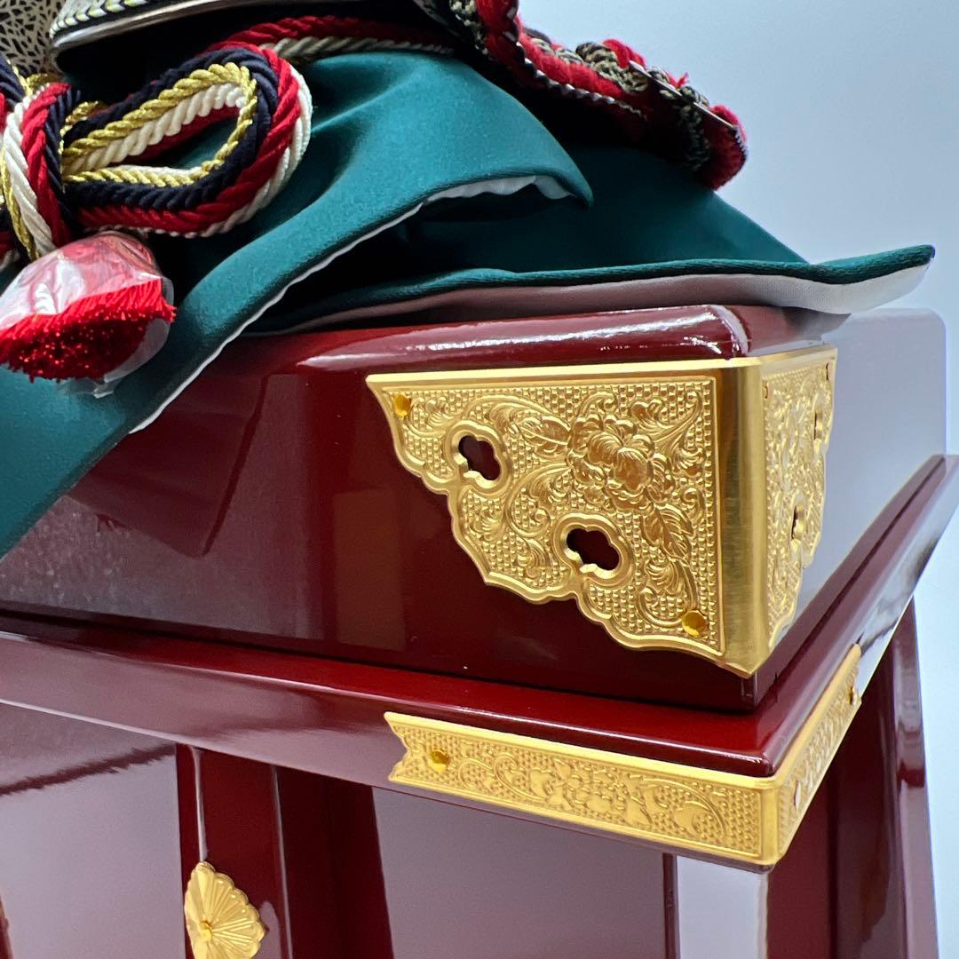 端午の節句　五月人形飾り　兜10号正絹　京極　銅鎧金