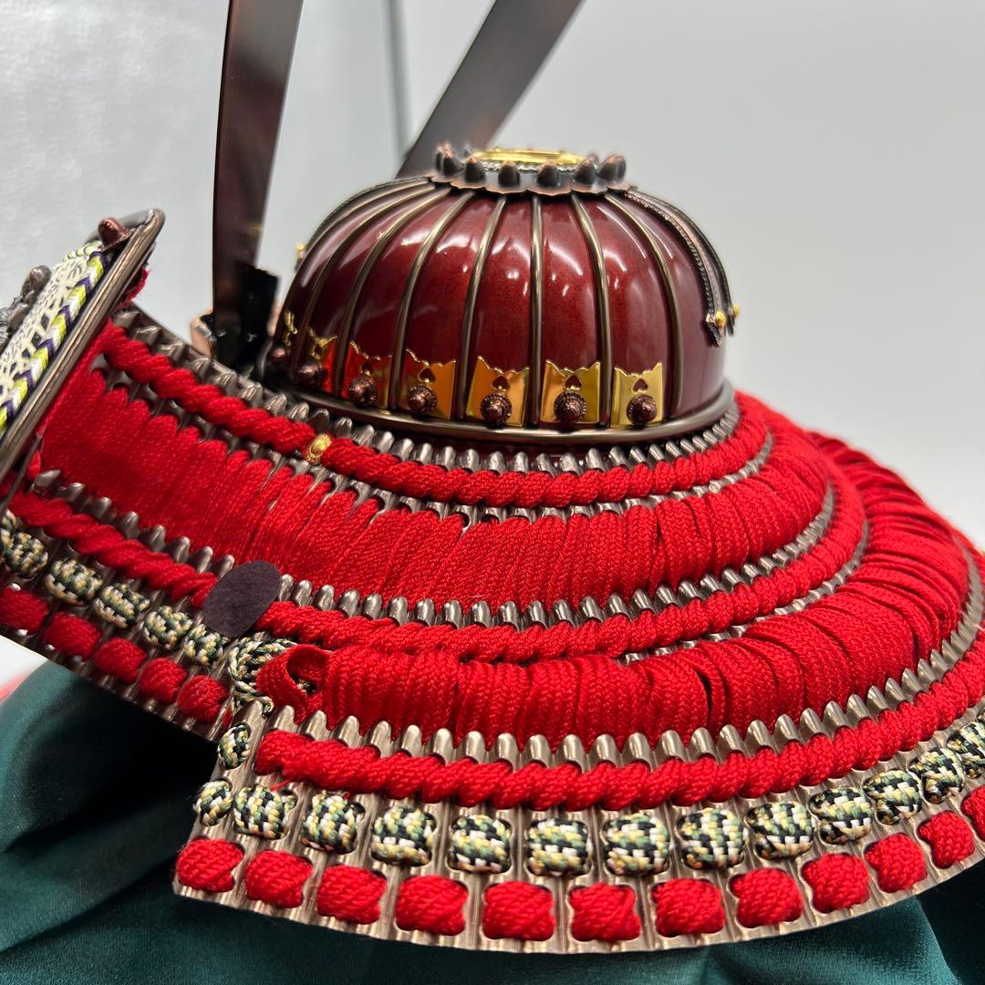 端午の節句　五月人形飾り　兜10号正絹　京極　銅鎧金