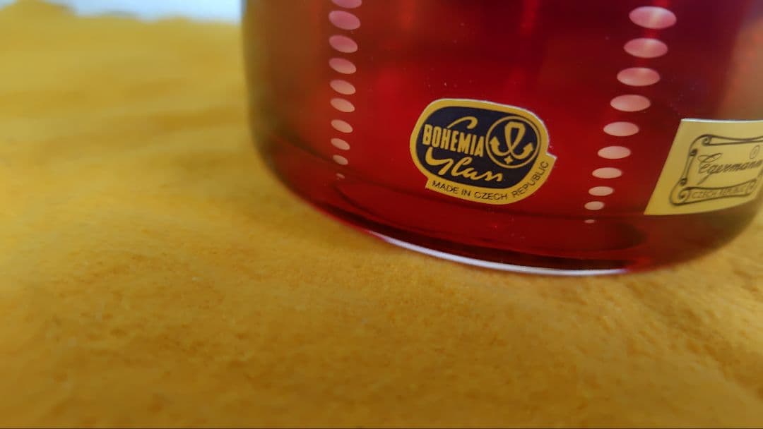 極美品】ボヘミアガラス エーゲルマン 花瓶 26cm ルビーレッド チェコ