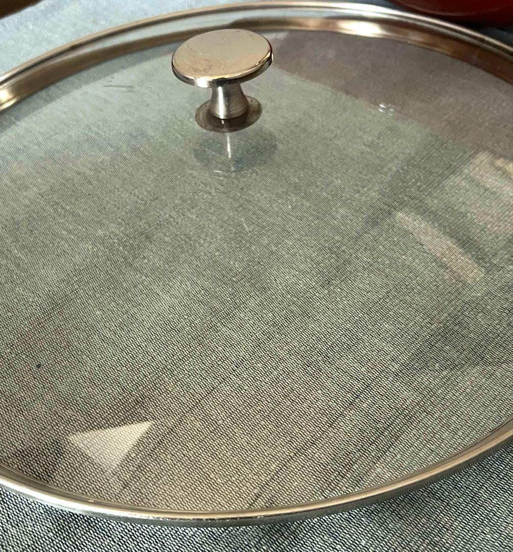 週末Sale❗️STAUB 鍋 レッド 透明ガラス蓋付き　30cm