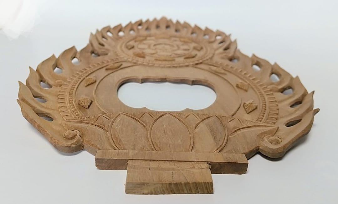 光背(4.5寸坐像用)#419 透し彫 火焔 ◆白檀 木彫 仏像付属品