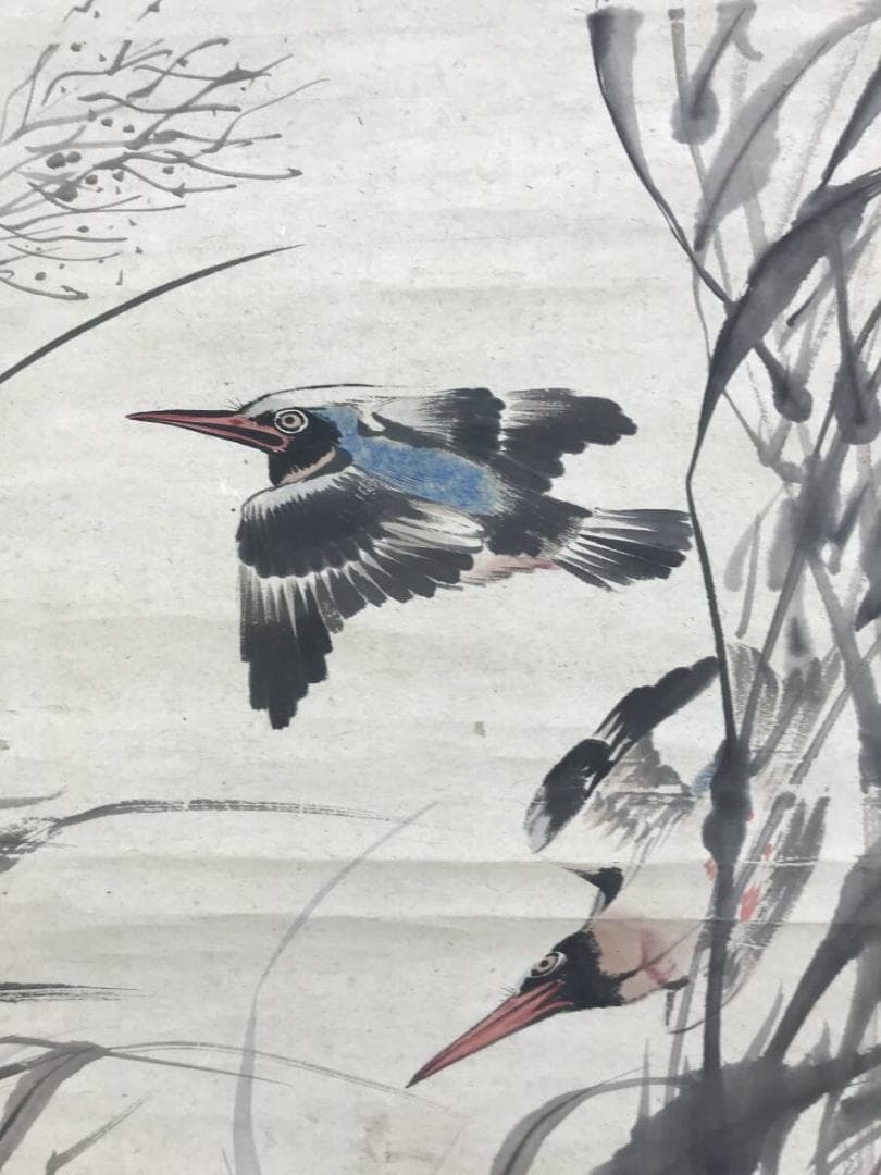 模写/渡辺崋山/花鳥図/芦に川蝉図/牡丹図/掛軸☆宝船☆AH-648 - メルカリ