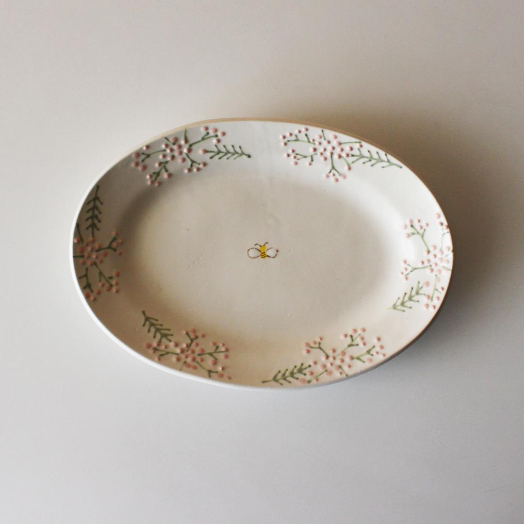 矢板緑 オーバルプレート Mサイズ 2枚セット ライスフラワー 新品未使用