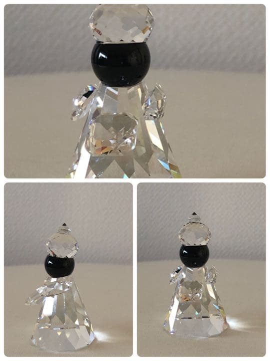 スワロフスキー賢者（誕生）3体＆クリスタルスワン＆木製台2台＆ガラスケース