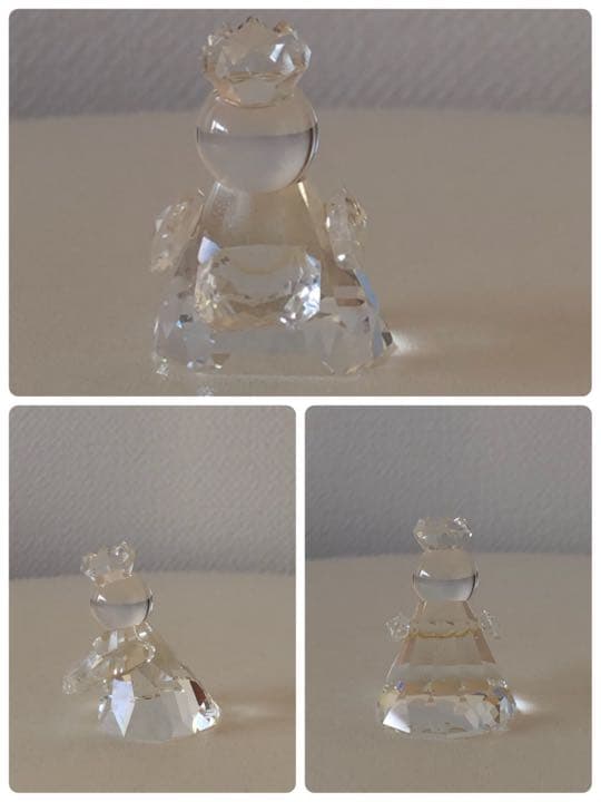 スワロフスキー賢者（誕生）3体＆クリスタルスワン＆木製台2台＆ガラスケース