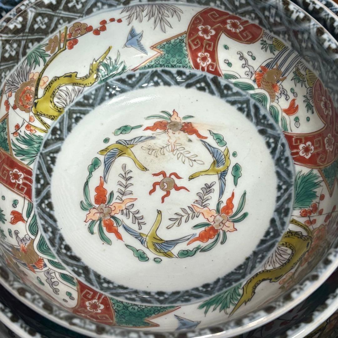 江戸時代　古伊万里　赤絵三重丼 三段鉢