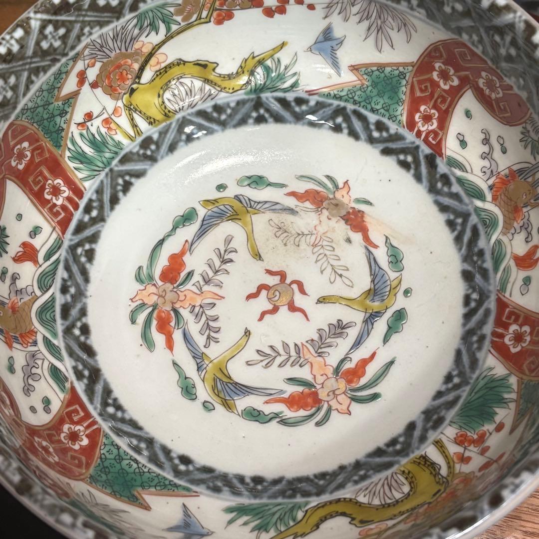 江戸時代　古伊万里　赤絵三重丼 三段鉢