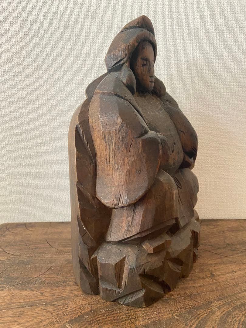 明治期 東北 木彫恵比寿像 一木造