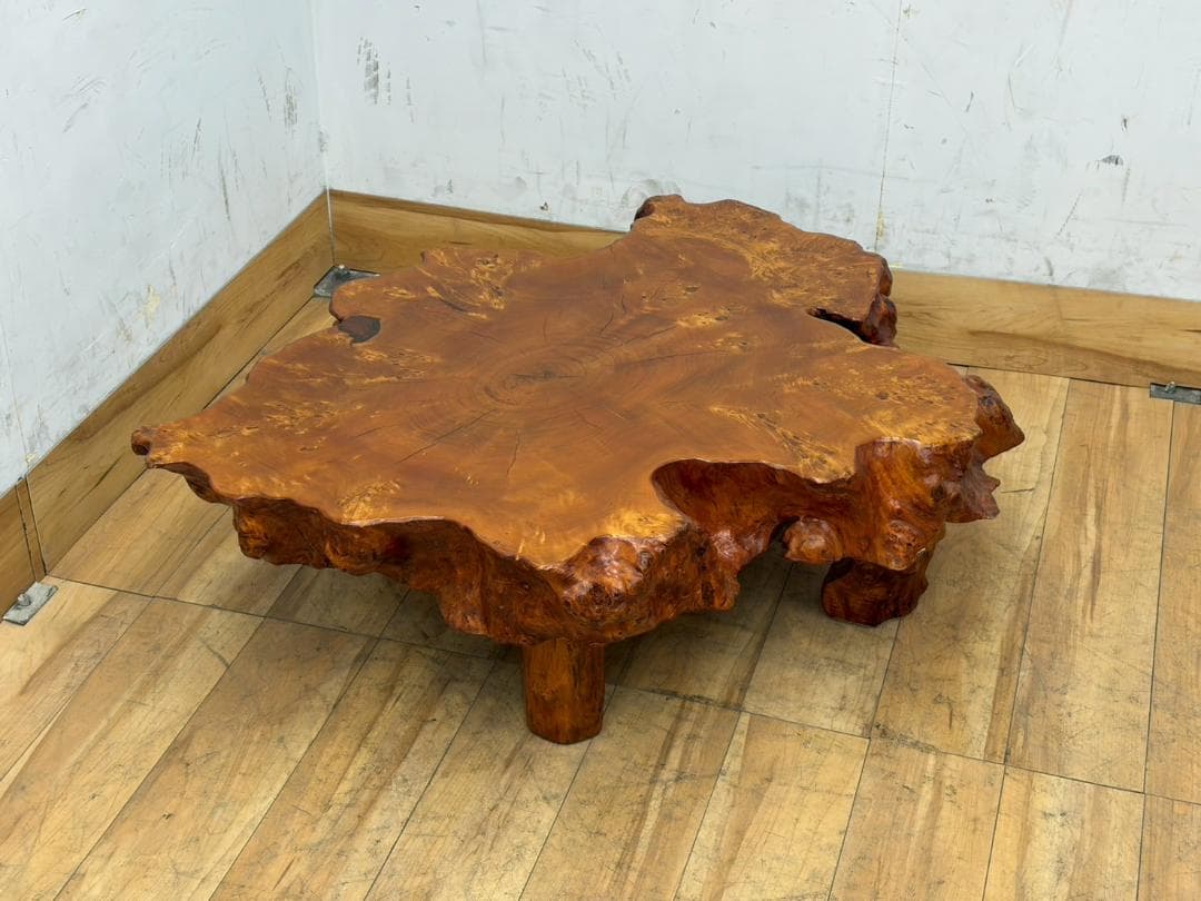 T8031☆美品☆天然木☆無垢材☆輪切り☆一枚板☆瘤☆最高級☆座卓☆テーブル☆