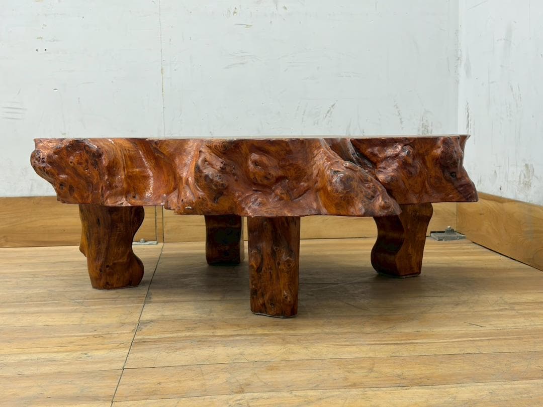 T8031☆美品☆天然木☆無垢材☆輪切り☆一枚板☆瘤☆最高級☆座卓☆テーブル☆
