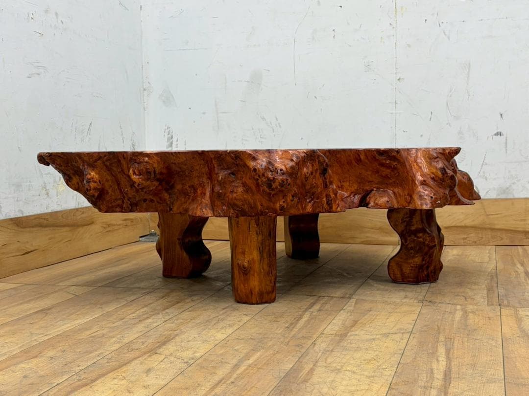 T8031☆美品☆天然木☆無垢材☆輪切り☆一枚板☆瘤☆最高級☆座卓☆テーブル☆