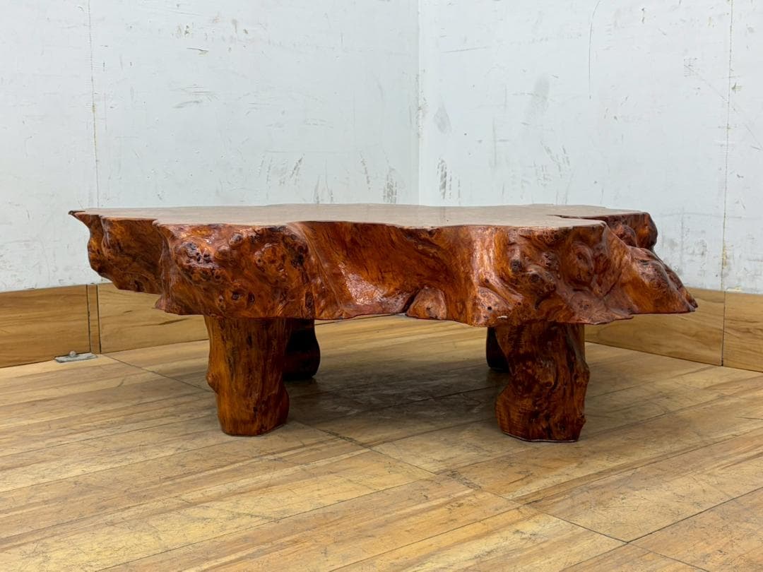T8031☆美品☆天然木☆無垢材☆輪切り☆一枚板☆瘤☆最高級☆座卓☆テーブル☆