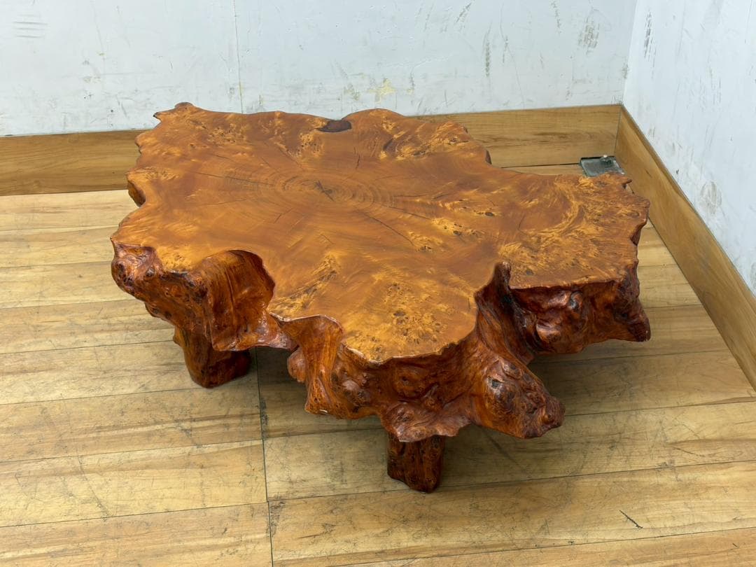 T8031☆美品☆天然木☆無垢材☆輪切り☆一枚板☆瘤☆最高級☆座卓☆テーブル☆