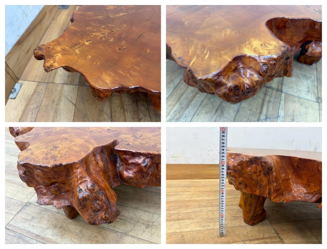 T8031☆美品☆天然木☆無垢材☆輪切り☆一枚板☆瘤☆最高級☆座卓☆テーブル☆
