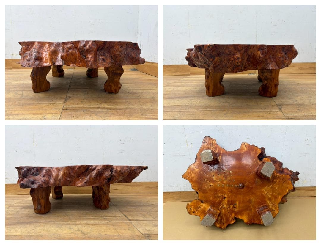 T8031☆美品☆天然木☆無垢材☆輪切り☆一枚板☆瘤☆最高級☆座卓☆テーブル☆