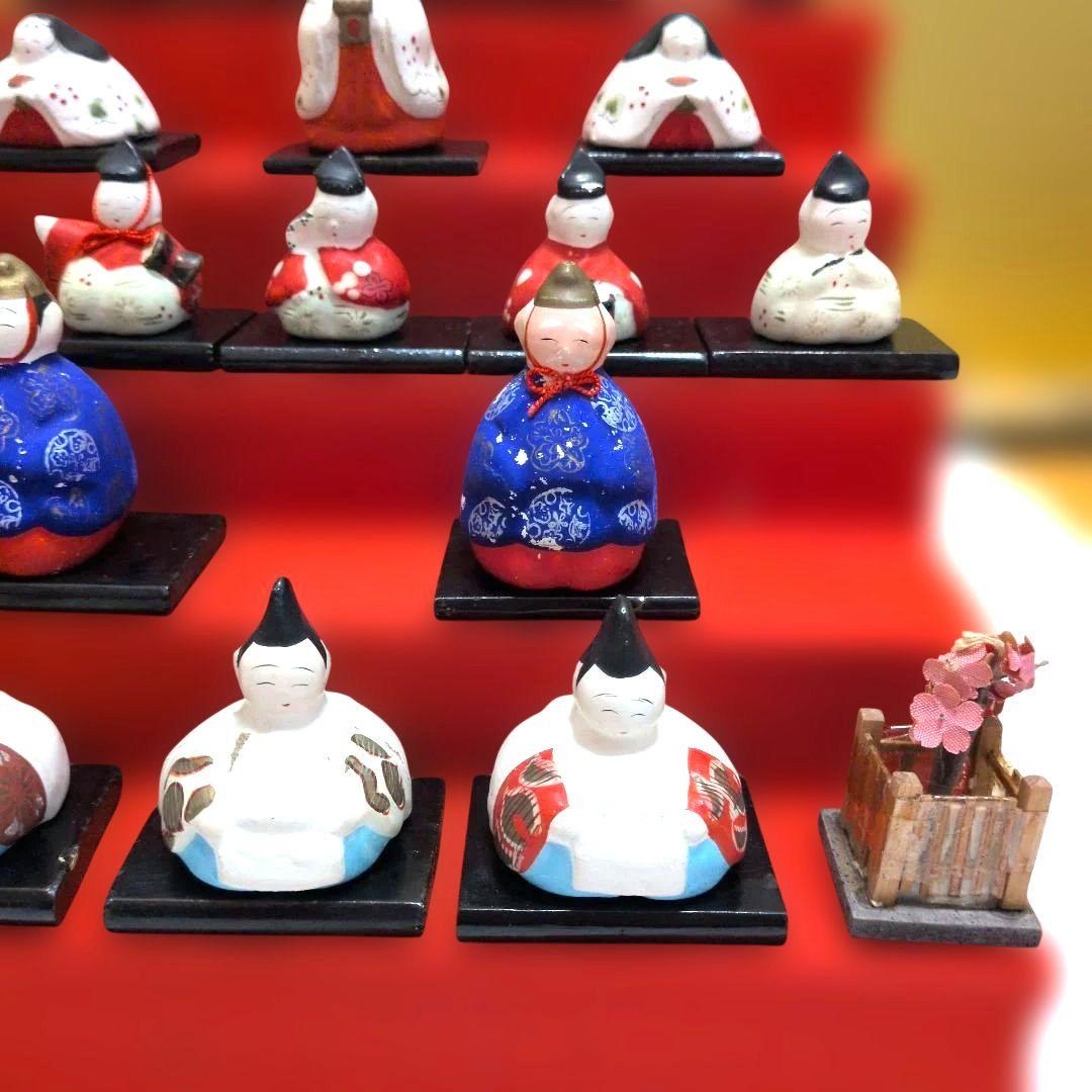 アンティークミニ雛人形 希少品！雛壇飾り土人形 可愛い 昭和レトロ