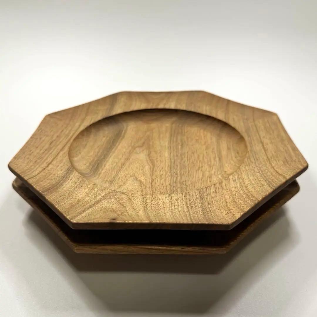 【ユタカ】木製オクトゴナルプレート22cm 2枚セット
