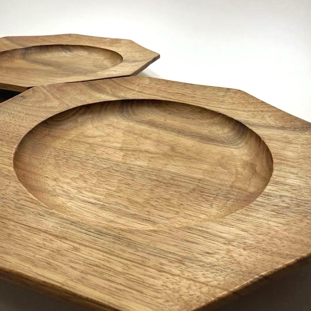 【ユタカ】木製オクトゴナルプレート22cm 2枚セット
