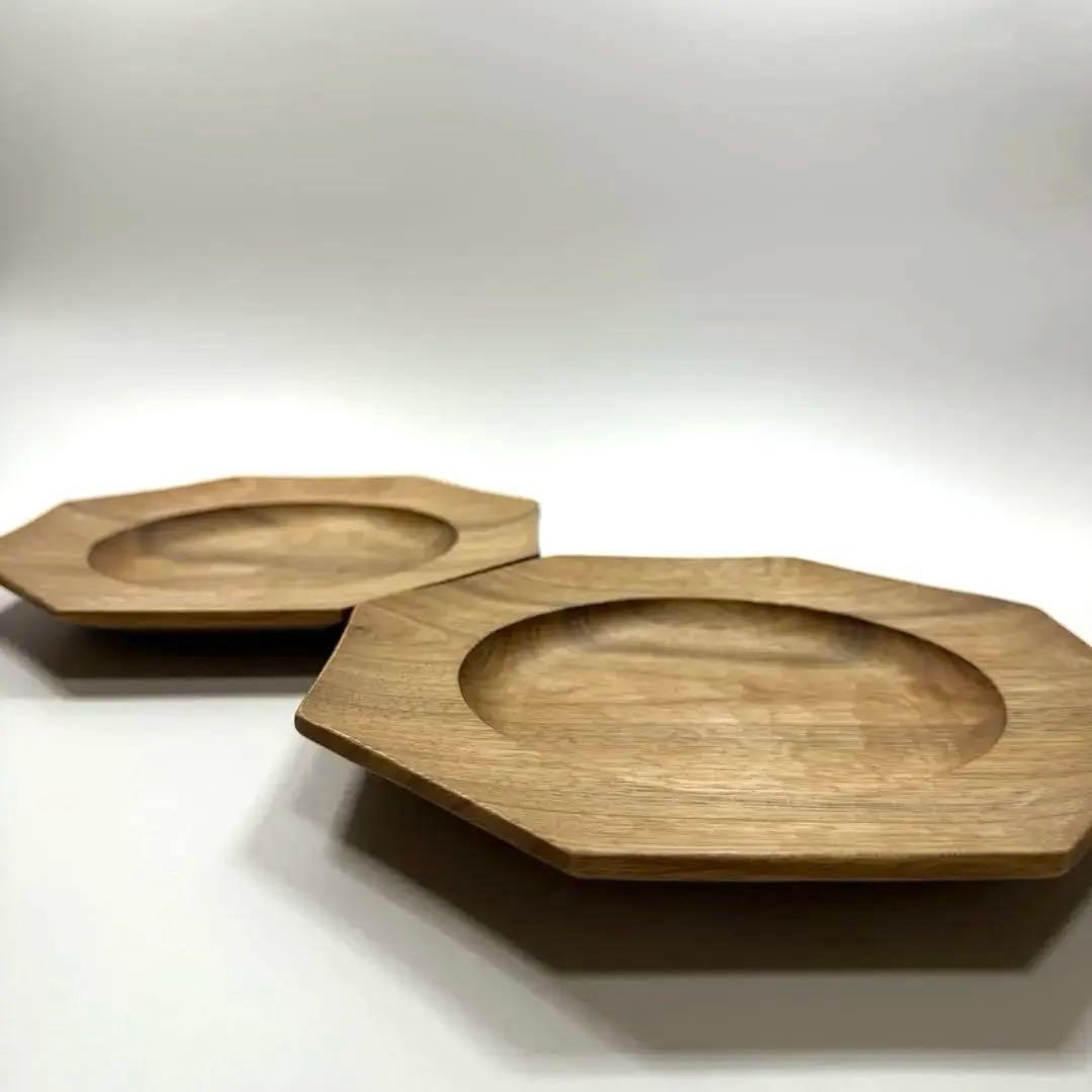 【ユタカ】木製オクトゴナルプレート22cm 2枚セット