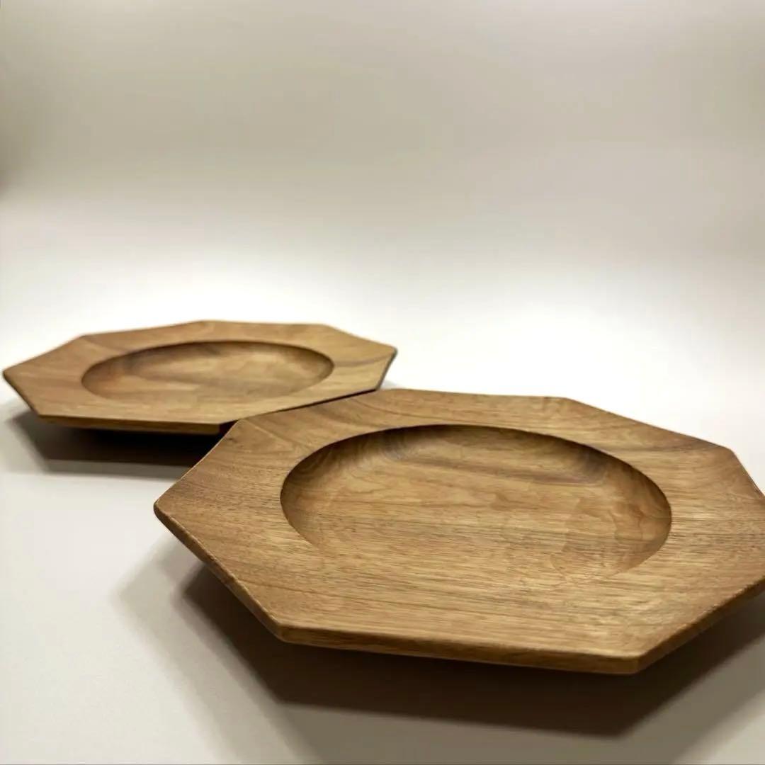 【ユタカ】木製オクトゴナルプレート22cm 2枚セット