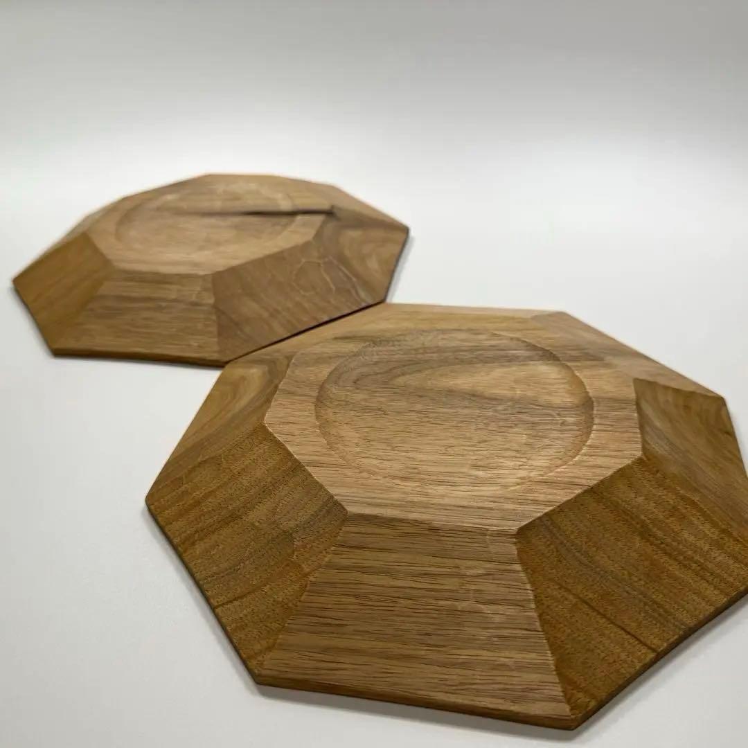 【ユタカ】木製オクトゴナルプレート22cm 2枚セット