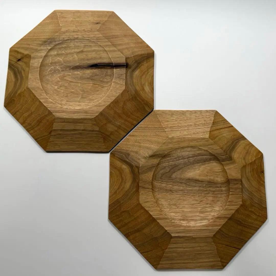 【ユタカ】木製オクトゴナルプレート22cm 2枚セット