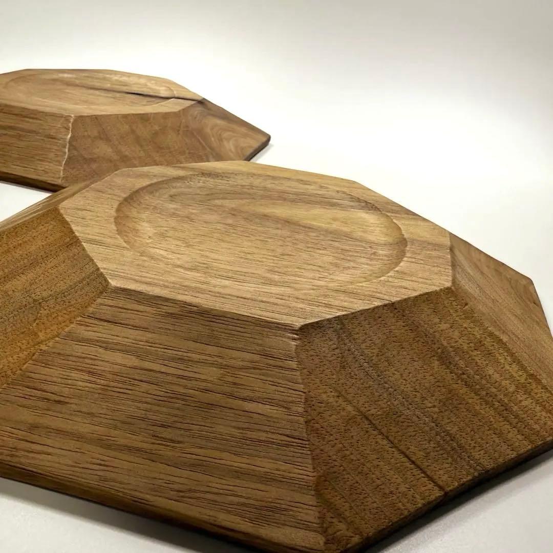 【ユタカ】木製オクトゴナルプレート22cm 2枚セット