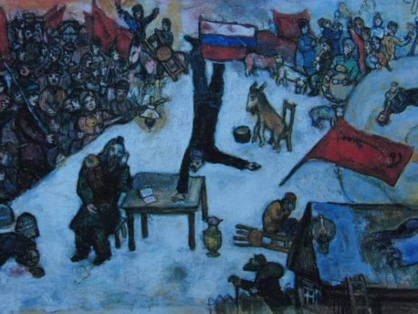 シャガール、《革命》のための習作、希少画集画、新品高級額付