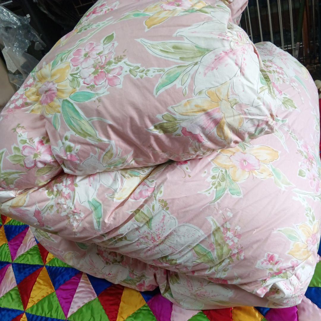 羽毛掛け布団　花柄ダウン90%中羽毛1.4㌔ 160x220cm　(美品)