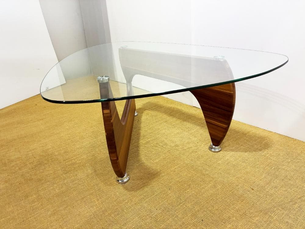 ★コーヒーテーブル ガラス天板 オニギリ型【コーヒーテーブル】FP09