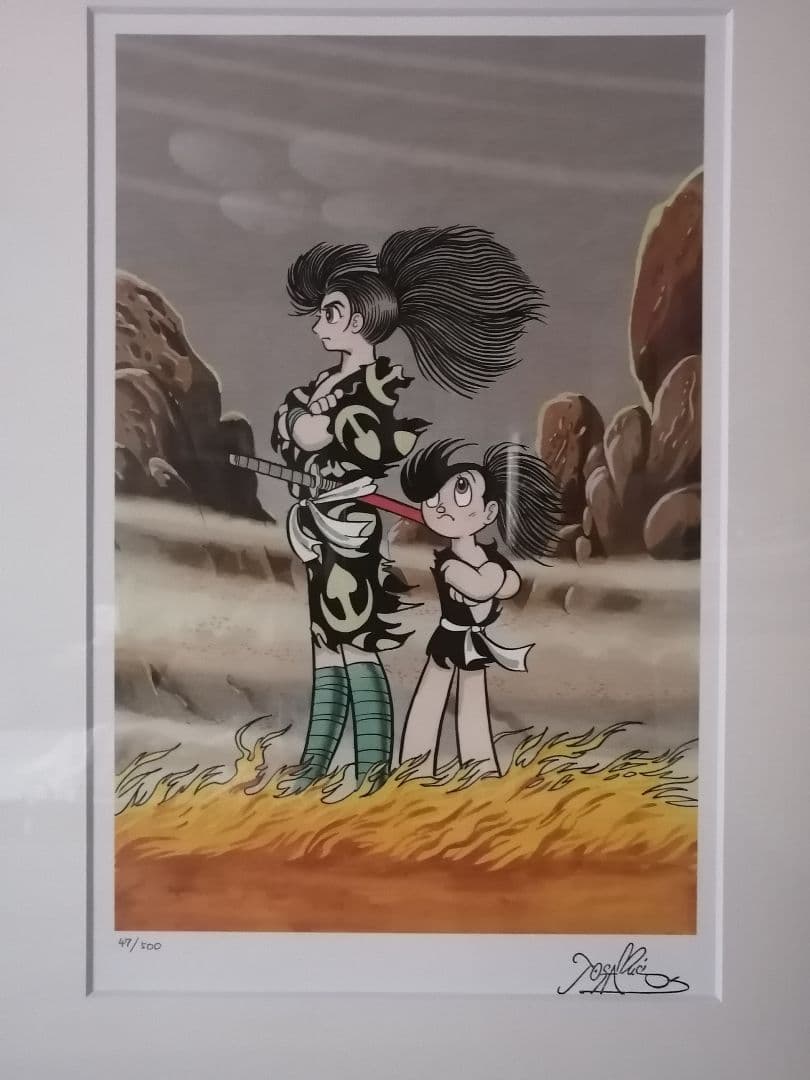 ★手塚治虫『どろろ』百鬼丸　複製原画。【保証書付き】かなり大きな作品です。