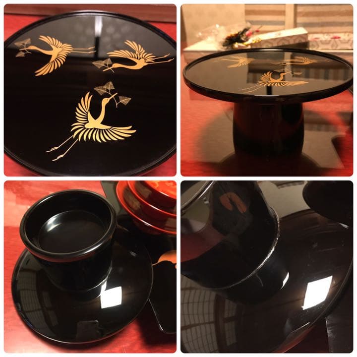 輪島塗 蒔絵 日の出に鶴 屠蘇セット