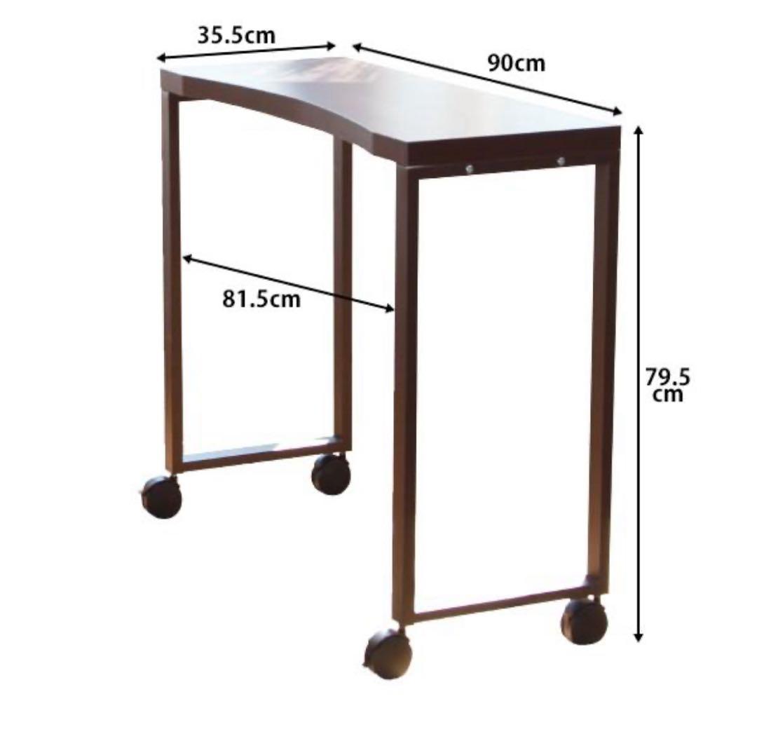 ネイルデスク　ネイルテーブル　カーブデザインデスク　キャスター付き