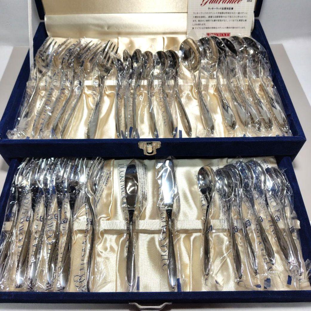 LUCKYWOOD マリール カトラリー 40本 ステンレス ラッキーウッド