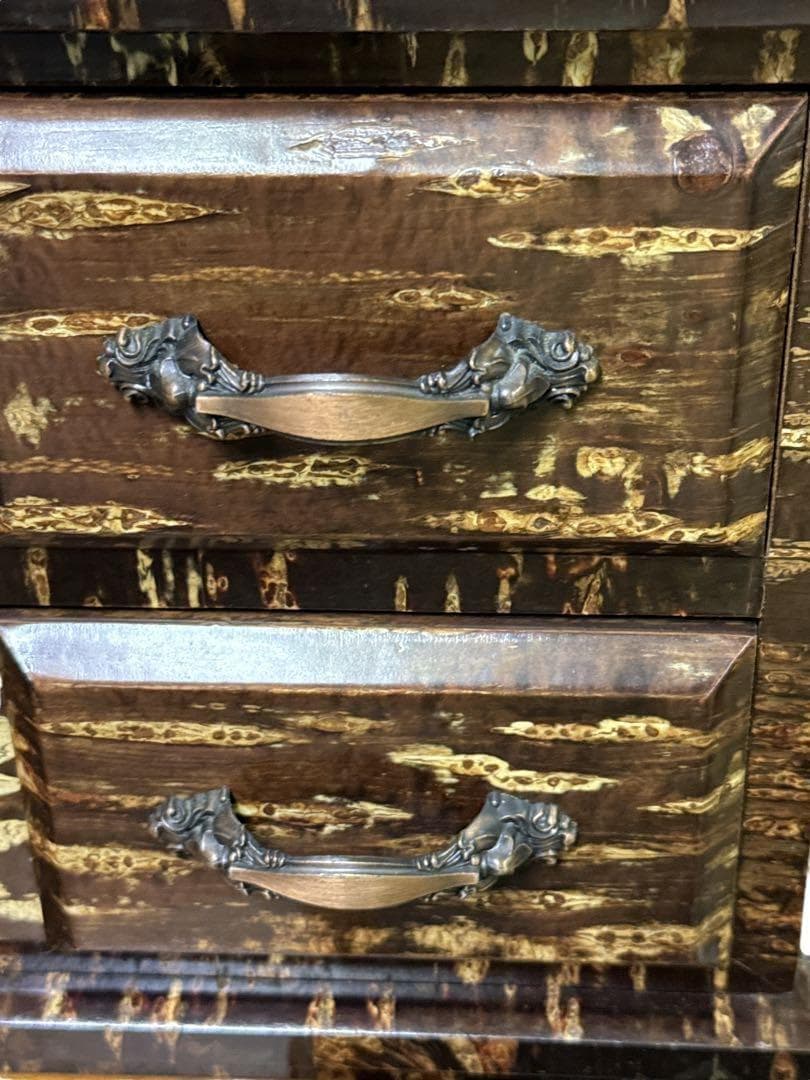 美品希少桜皮細工 角館 秋銘製作所 伝統 工芸品 樺細工 置時計 引出し付き